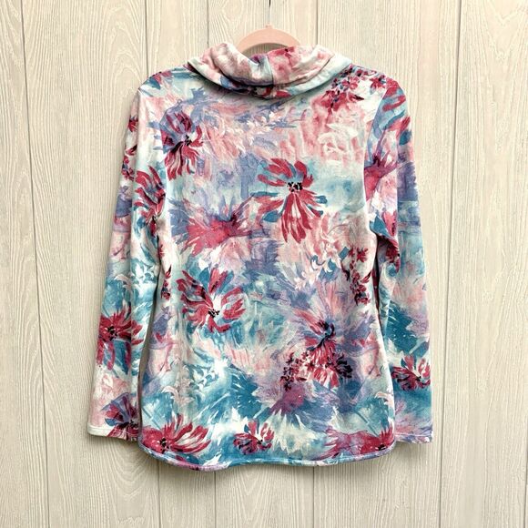 Chico's Floral Mock Neck Long Sleeve Top Size 0 (Small) - Picture 5 of 5